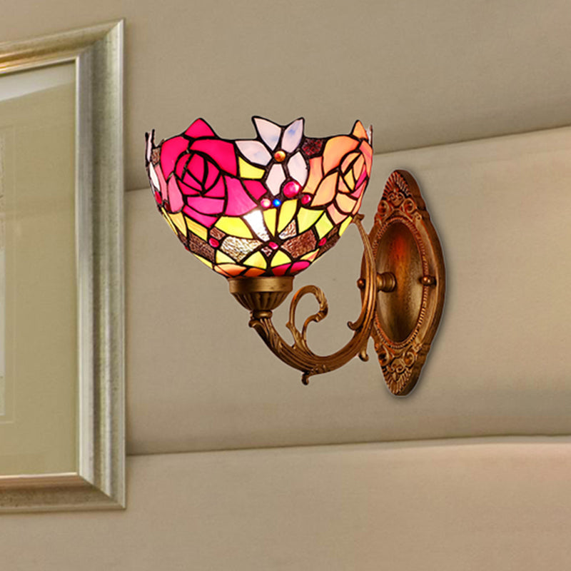 Lisslune | Lodge Flower Wand lamp with curved arm 1 light mini wall lighting for living room