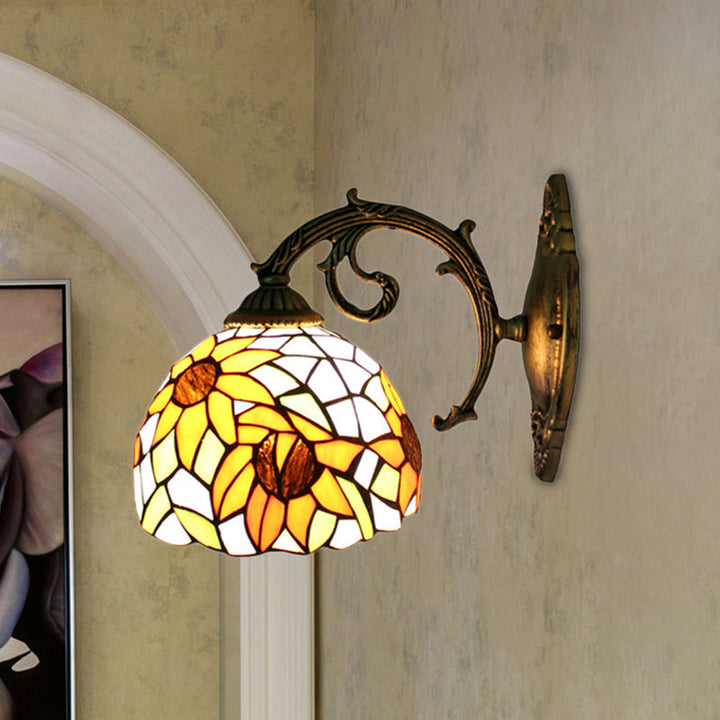 Lisslune | Lodge Flower Wand lamp with curved arm 1 light mini wall lighting for living room