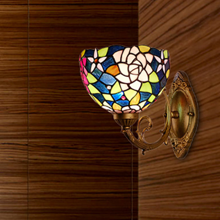 Lisslune | Lodge Flower Wand lamp with curved arm 1 light mini wall lighting for living room