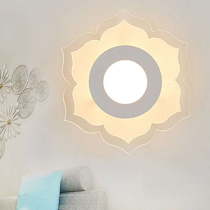 Skørter | Modern White LED Wall Light Slim Blossom Acrylic Wall Light for Living Room