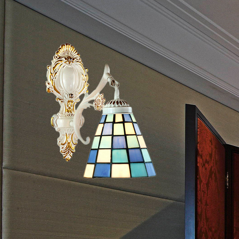 Lisslune | Bell Shade Tiffany Wall Light Stained Glass 1 Light Wall Switch Lighting in White