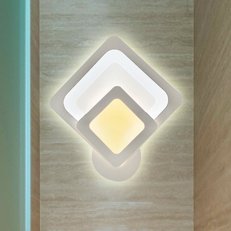 Skørter | Modern White LED Wall Light Slim Panel Acrylic Wall Light for Bedroom Living Room
