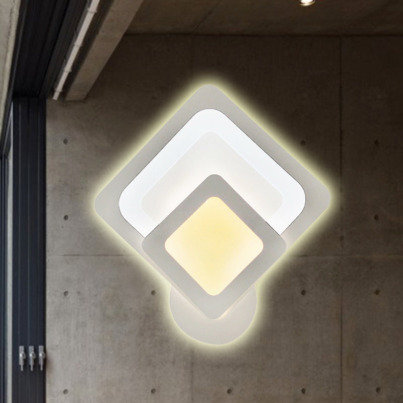 Skørter | Modern White LED Wall Light Slim Panel Acrylic Wall Light for Bedroom Living Room