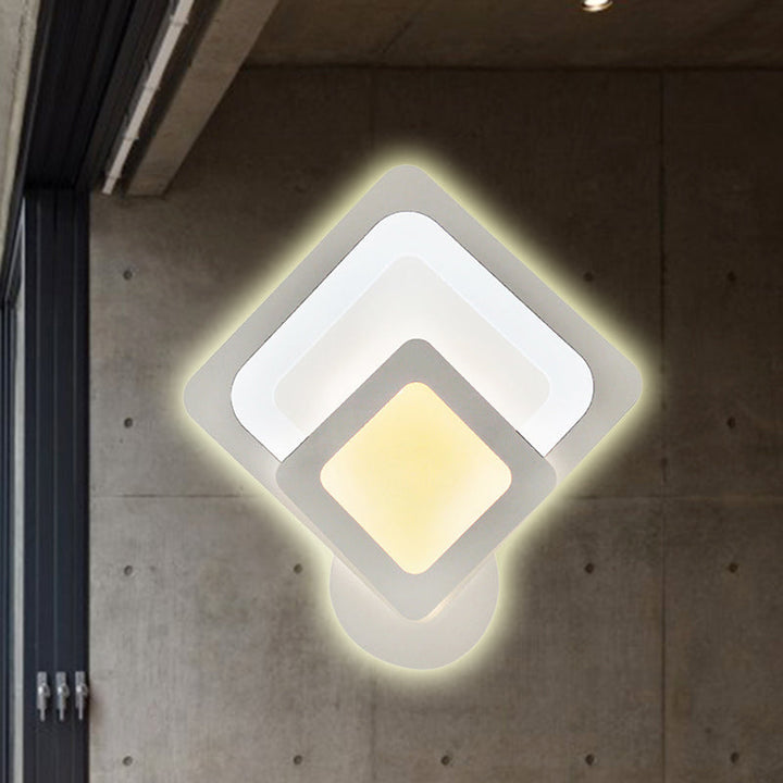 Skørter | Modern White LED Wall Light Slim Panel Acrylic Wall Light for Bedroom Living Room
