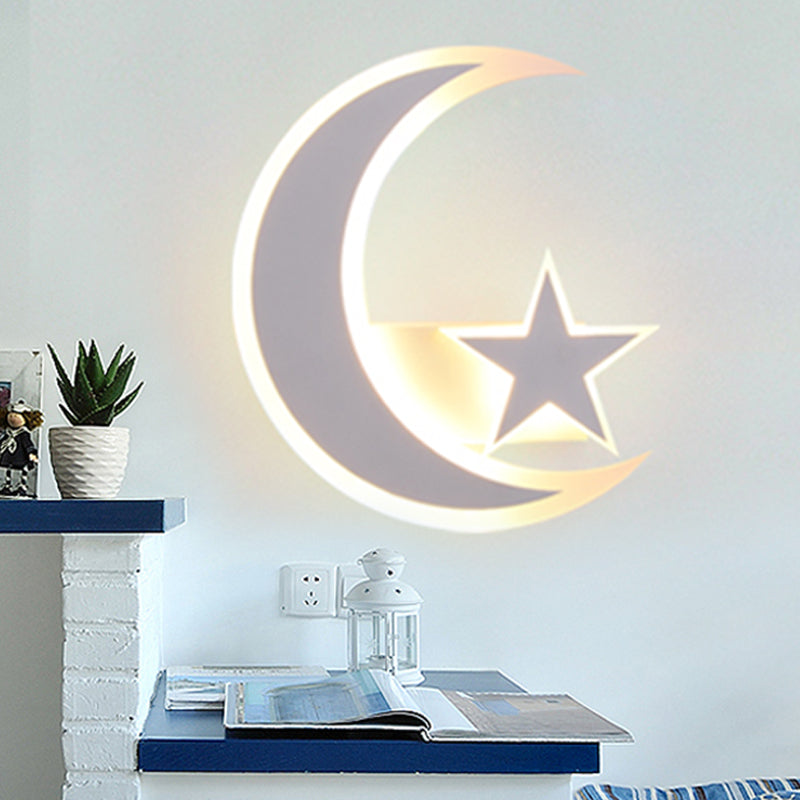 Skørter | Modern Star & Bad Wall Lamp Acrylic LED Wall Light in White for Children's Room