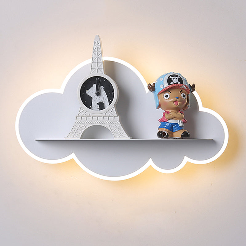 Skørter | Acrylic Cloud Wall Lamp with Shelf Children LED Wall Mount in White for Children's Bedroom
