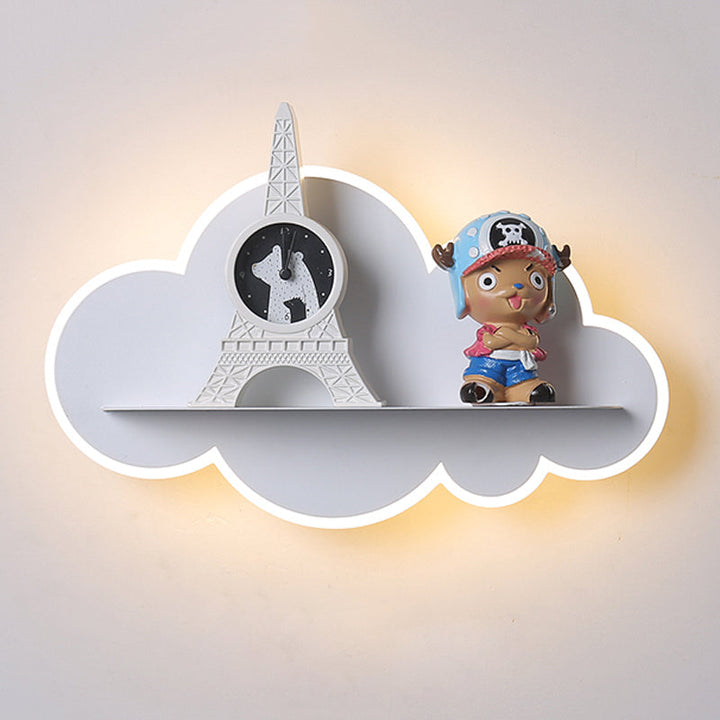Skørter | Acrylic Cloud Wall Lamp with Shelf Children LED Wall Mount in White for Children's Bedroom