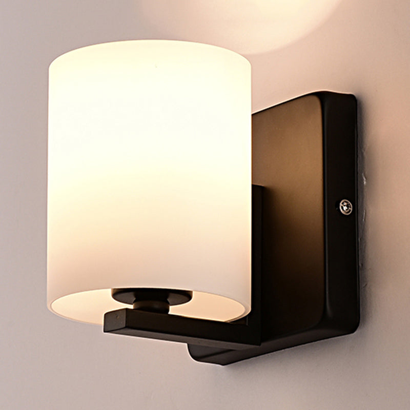 Lisslune | White Umbrella Wall Light with Black Base 1 Light Modern Style Milk Glass Wall Light for the Living Room