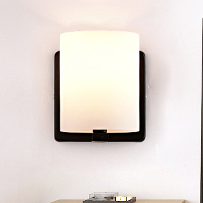 Lisslune | White Umbrella Wall Light with Black Base 1 Light Modern Style Milk Glass Wall Light for the Living Room