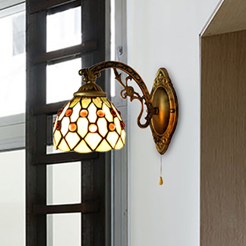 Lisslune | Vintage Dome Wall Lamp Combined Glass One Light Mini Wall Lamp in Brass