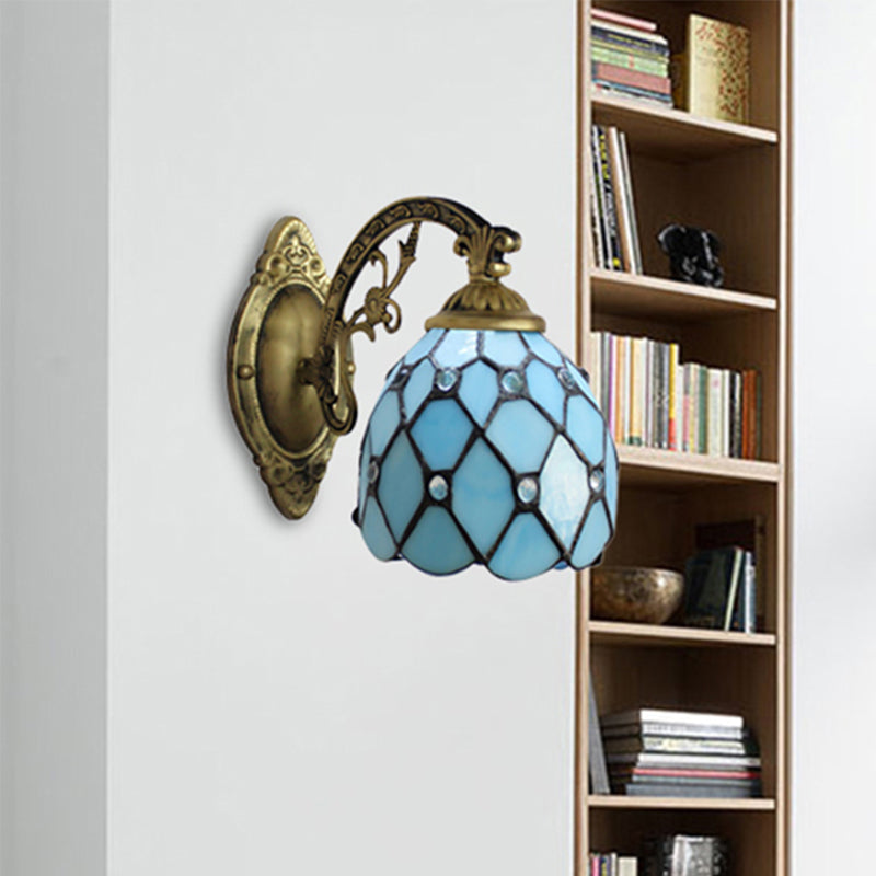 Lisslune | Vintage Dome Wall Lamp Combined Glass One Light Mini Wall Lamp in Brass