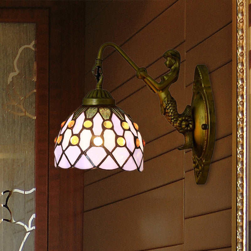 Lisslune | Vintage Dome Wall Lamp Combined Glass One Light Mini Wall Lamp in Brass