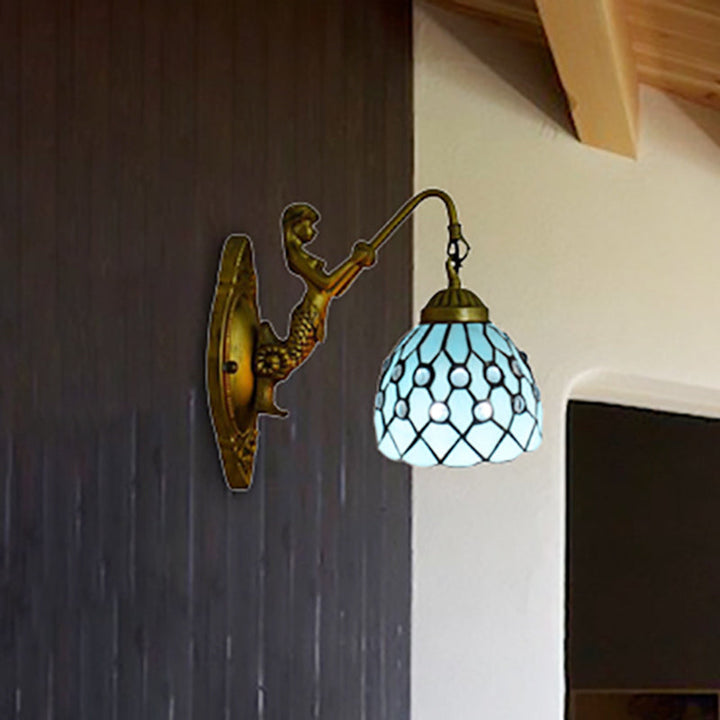 Lisslune | Vintage Dome Wall Lamp Combined Glass One Light Mini Wall Lamp in Brass