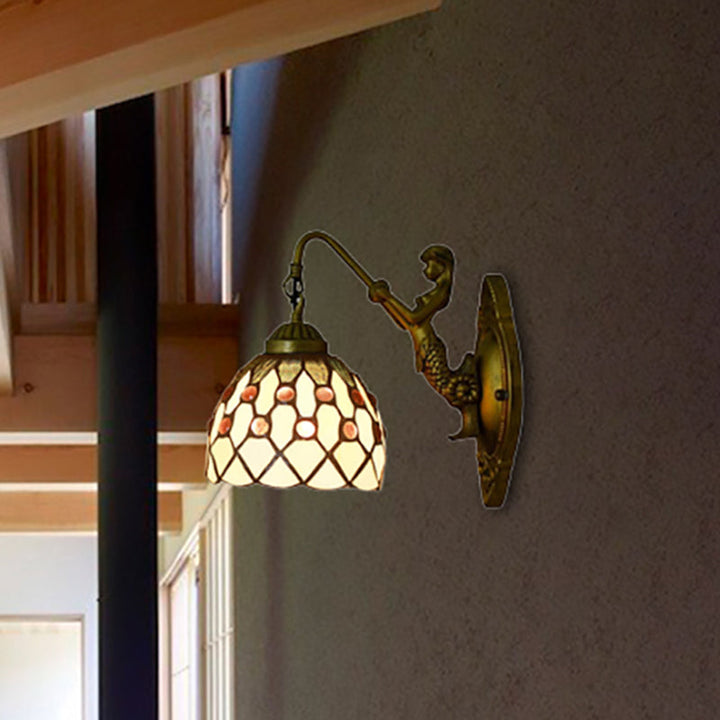 Lisslune | Vintage Dome Wall Lamp Combined Glass One Light Mini Wall Lamp in Brass
