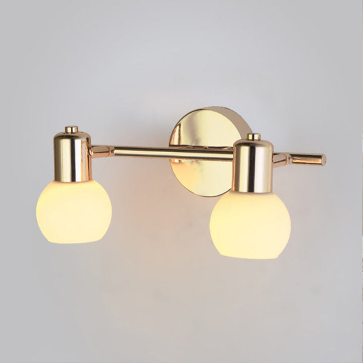 Lisslune | 2/3 Bulb Wall Sconce Lighting with Bubble Shade Milk Glass Modern Bedroom Light Fixture in Brass
