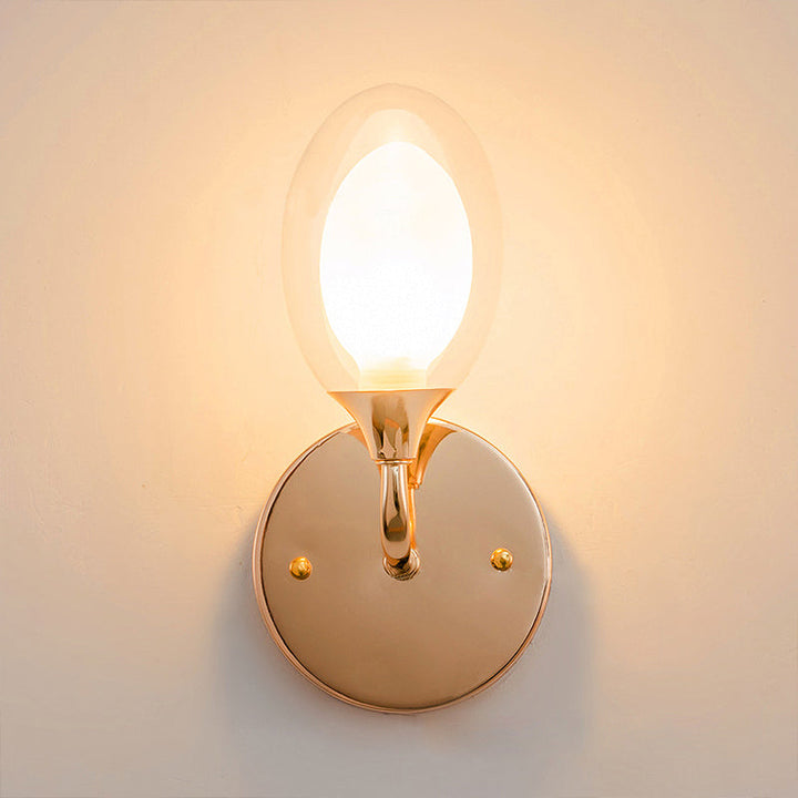 Lisslune | Modern oval shadow wall lighting 1 lamp clear glass wall lamp in brass for the dining room