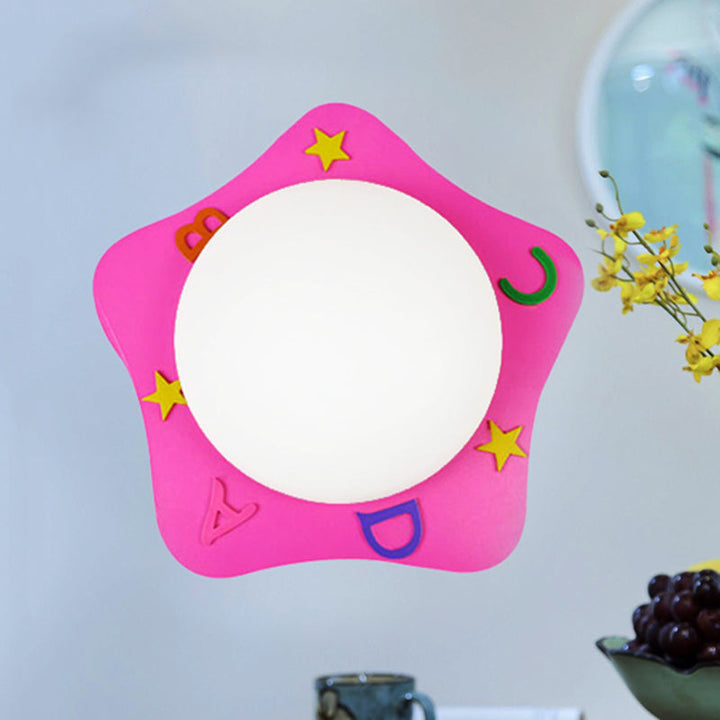 Skørter | Wood Cartoon Pattern Wall Lamp Contemporary LED Wall Lamp for Nursing Room Bedroom