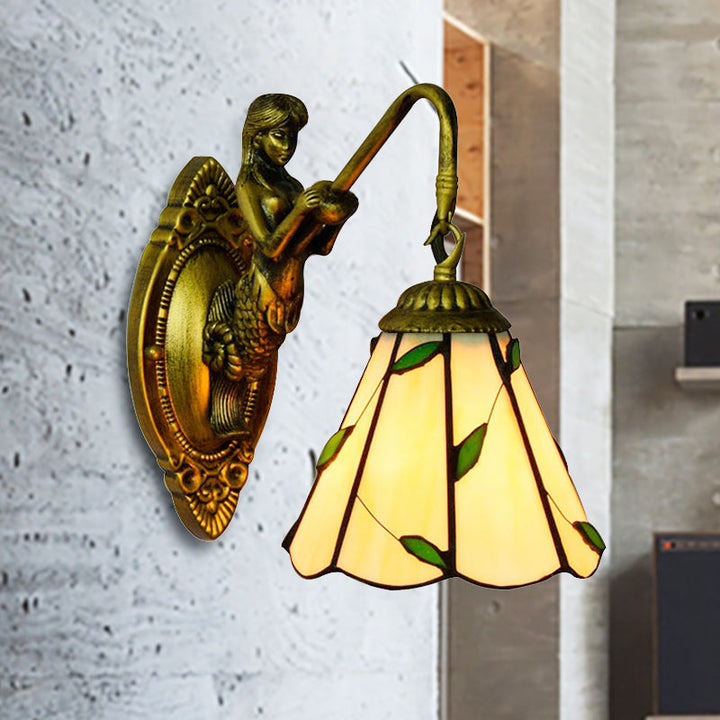 Lisslune | 1 Main Installation Lighting Tiffany Lily Blue/Yellow Glass Wall Lamp for Hallway