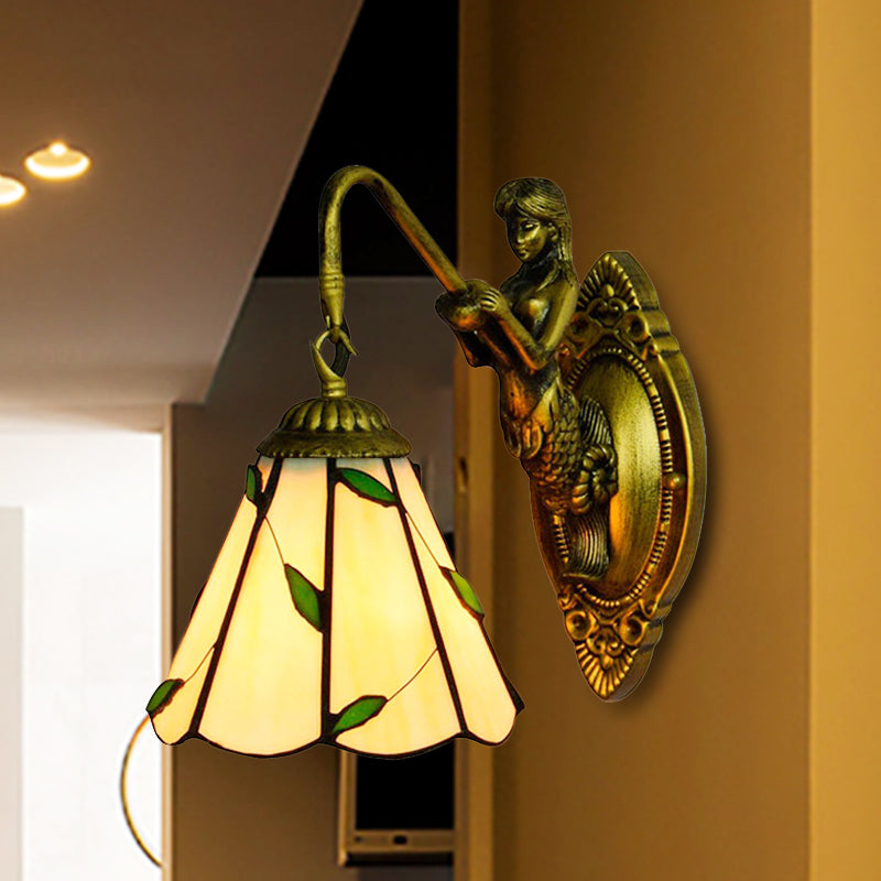 Lisslune | 1 Main Installation Lighting Tiffany Lily Blue/Yellow Glass Wall Lamp for Hallway