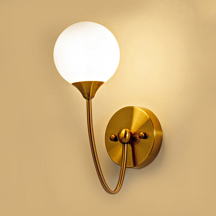 Lisslune | Elegant Stylish Ball Shade Wall Lamp 1/2 Lights Milk Glass Wall Lamp in Gold for Mirror Living Room