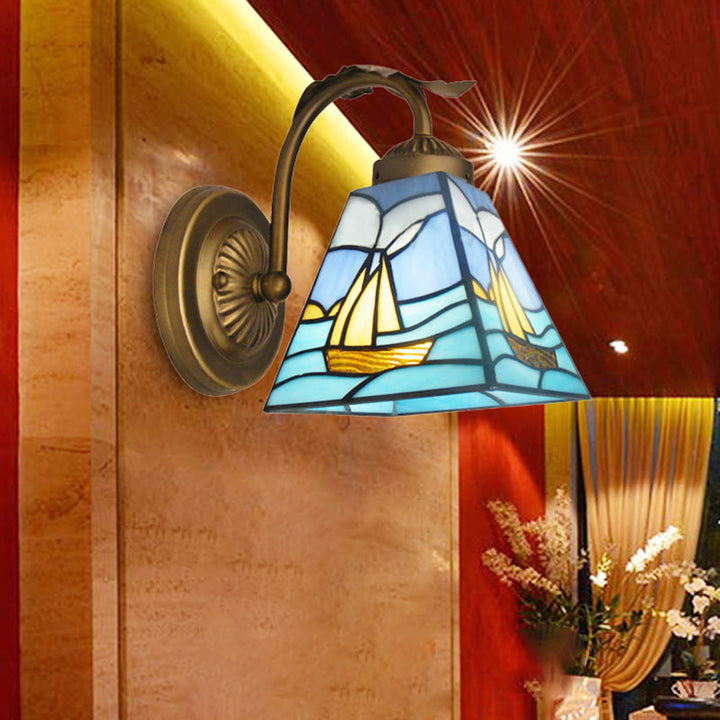 Lisslune | 1 Light Sailboat Wall Lamp Light Nautical Glass Window Wall Mount Light in Brass