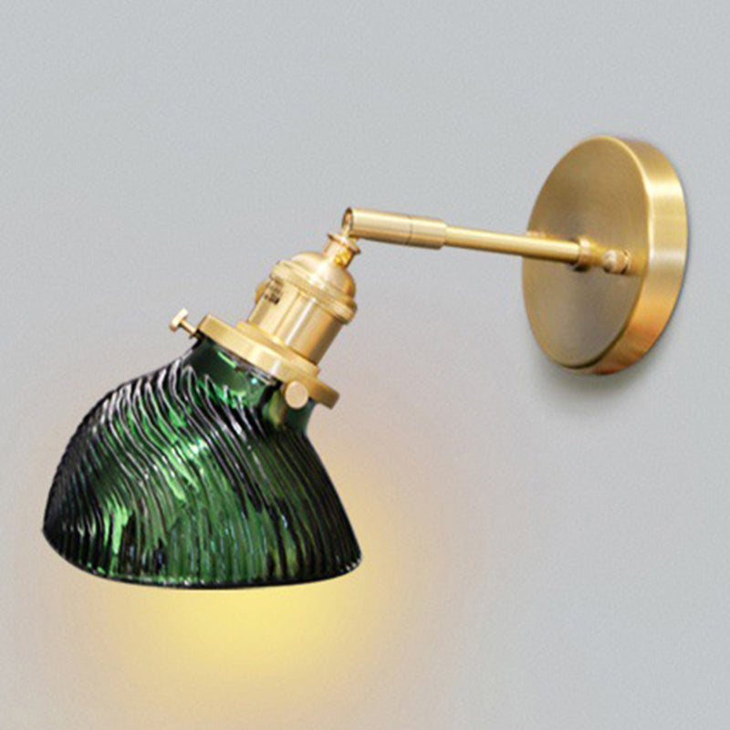 Lisslune | Rotatable Wall Light for Adults Bedroom Metal Single Light Green and Brass Wall Lamp