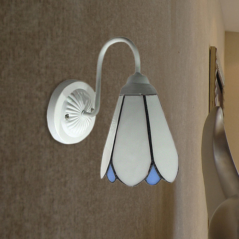 Lisslune | Lily Wall Lamp 1 Head White Glass Tiffany Wall Mounted Light for Bedroom