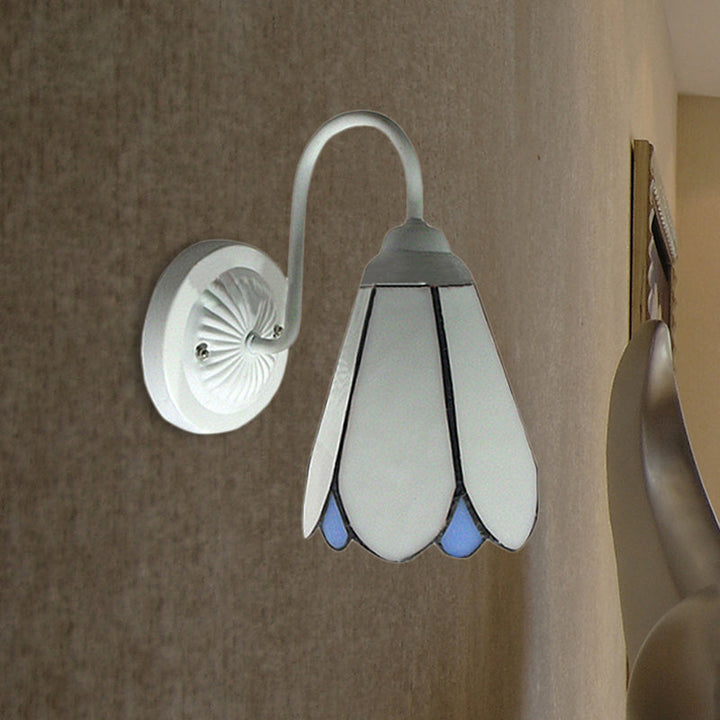 Lisslune | Lily Wall Lamp 1 Head White Glass Tiffany Wall Mounted Light for Bedroom