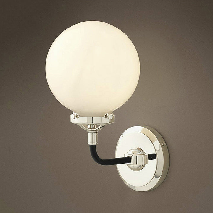 Lisslune | Modern Globe Shade Wall Lamp Fixture 1/2-Bulb Opal Glass Sconce Light in Antique Brass/Chrome