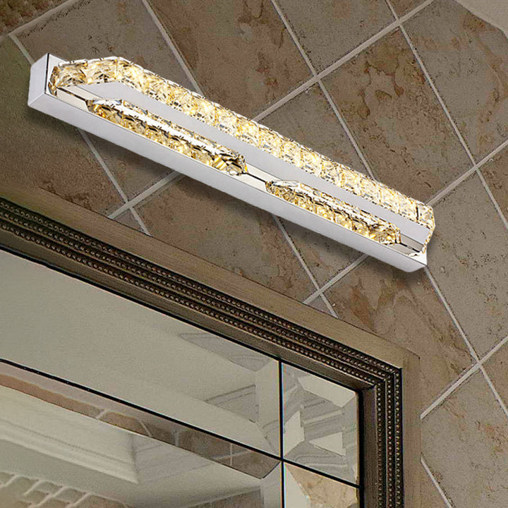 Skørter | Linear Bathroom Vanity Wall Lamp Clear/Seconds Crystal 16"/22" W LED Contemporary Wall Lamp in Warm/White Light