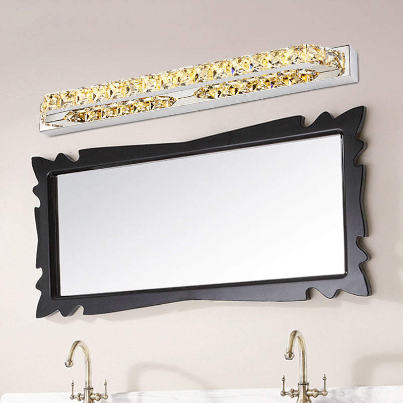 Skørter | Linear Bathroom Vanity Wall Lamp Clear/Seconds Crystal 16"/22" W LED Contemporary Wall Lamp in Warm/White Light