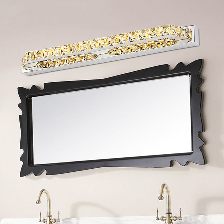 Skørter | Linear Bathroom Vanity Wall Lamp Clear/Seconds Crystal 16"/22" W LED Contemporary Wall Lamp in Warm/White Light