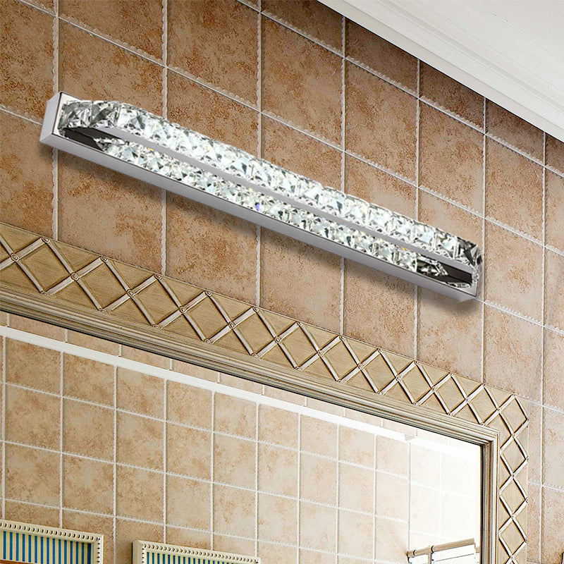 Skørter | Linear Bathroom Vanity Wall Lamp Clear/Seconds Crystal 16"/22" W LED Contemporary Wall Lamp in Warm/White Light