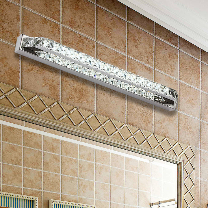 Skørter | Linear Bathroom Vanity Wall Lamp Clear/Seconds Crystal 16"/22" W LED Contemporary Wall Lamp in Warm/White Light