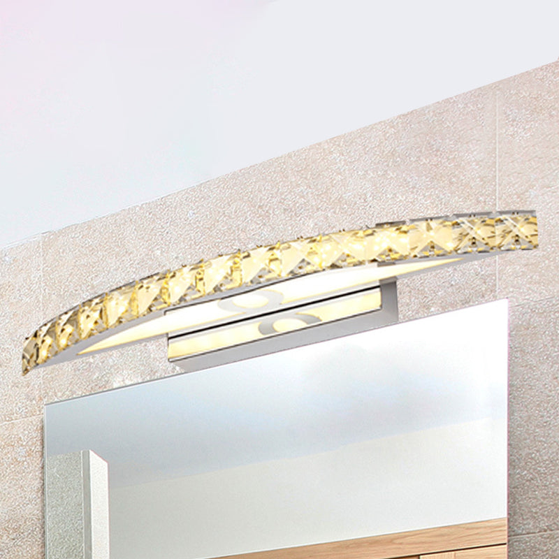 Lisslune | Flared Vanity Lighting Modern Style Clear/Champagne Crystal 17"/21" W LED Wall Lamp, Warm/White Light