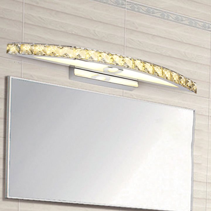 Lisslune | Flared Vanity Lighting Modern Style Clear/Champagne Crystal 17"/21" W LED Wall Lamp, Warm/White Light