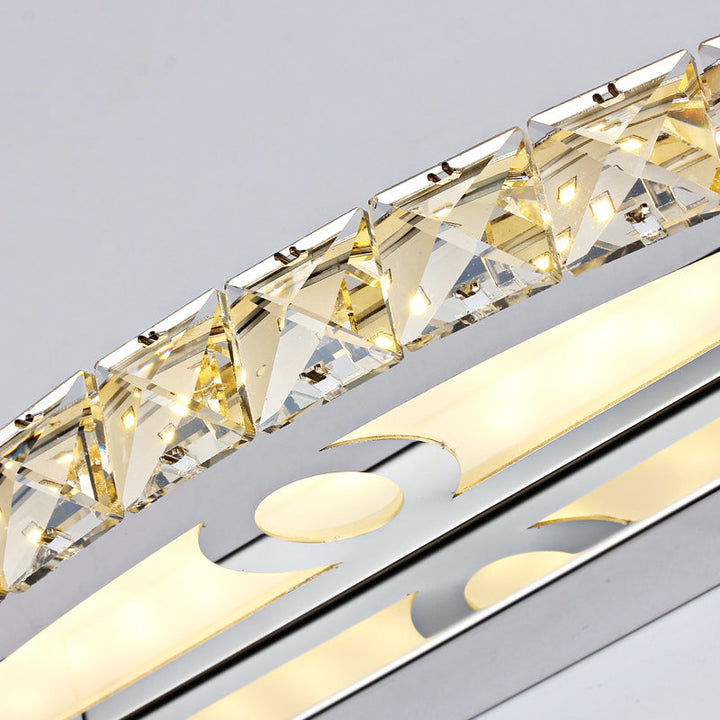 Lisslune | Flared Vanity Lighting Modern Style Clear/Champagne Crystal 17"/21" W LED Wall Lamp, Warm/White Light