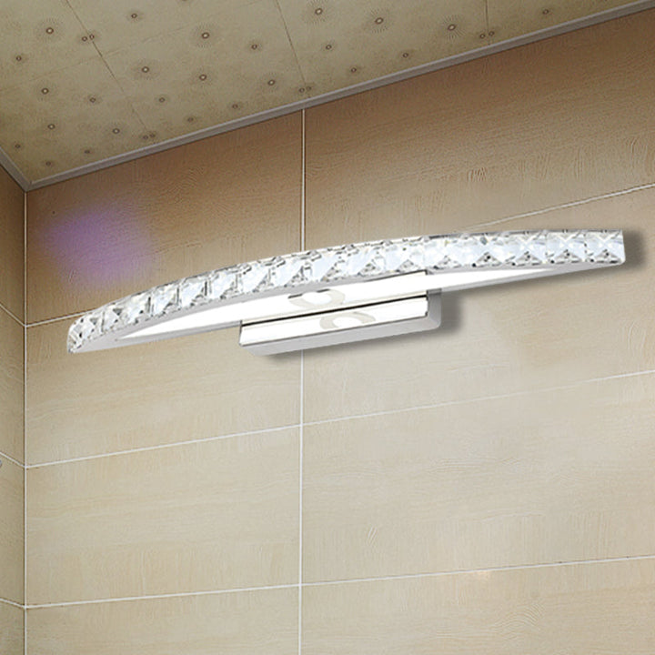Lisslune | Flared Vanity Lighting Modern Style Clear/Champagne Crystal 17"/21" W LED Wall Lamp, Warm/White Light