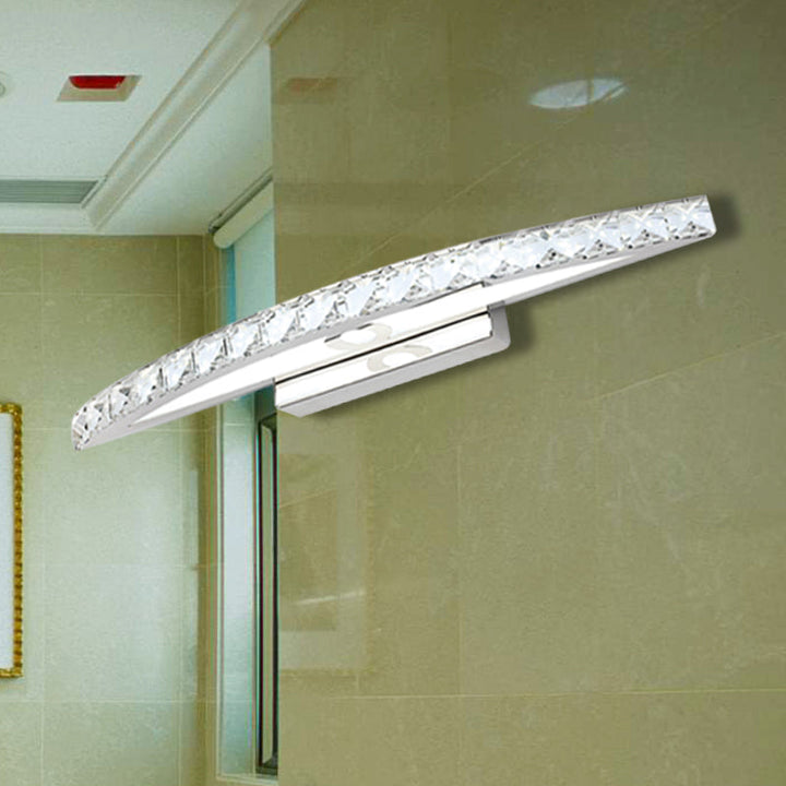 Lisslune | Flared Vanity Lighting Modern Style Clear/Champagne Crystal 17"/21" W LED Wall Lamp, Warm/White Light