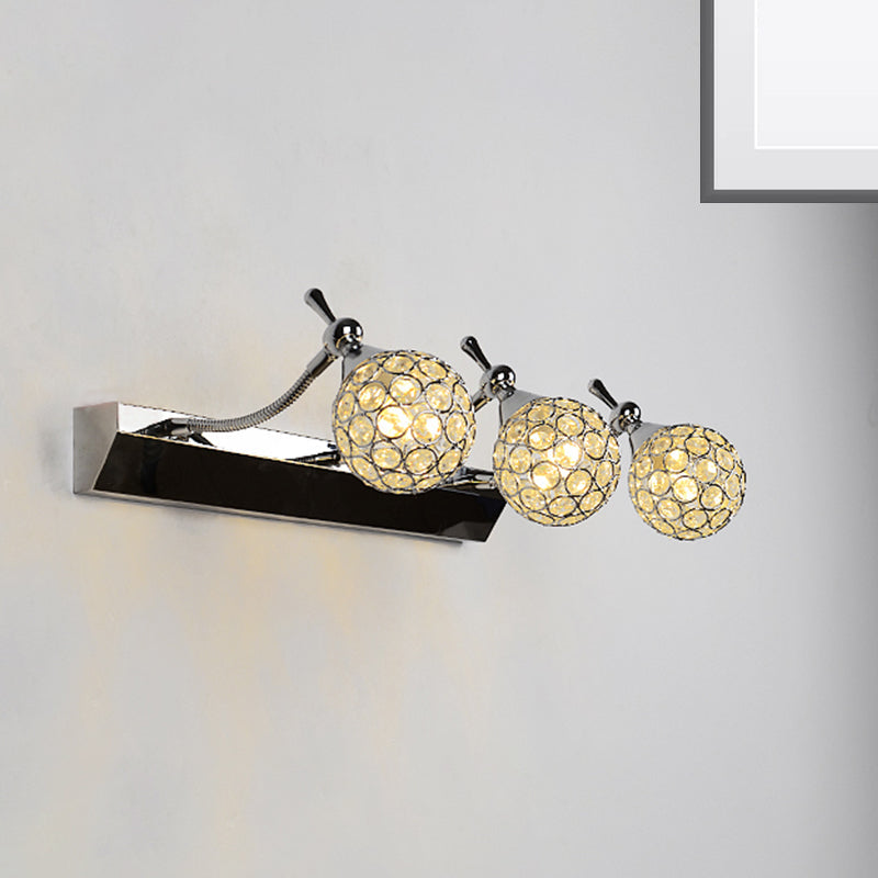 Lisslune | Orbit Wall Light Sconce Modernist Stylish Clear Crystal 3/4 Lights Black Surface Cosmetic Mirror Light, Warm/White Light