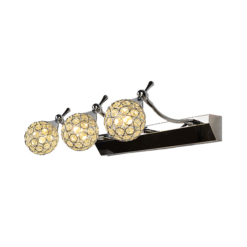 Lisslune | Orbit Wall Light Sconce Modernist Stylish Clear Crystal 3/4 Lights Black Surface Cosmetic Mirror Light, Warm/White Light