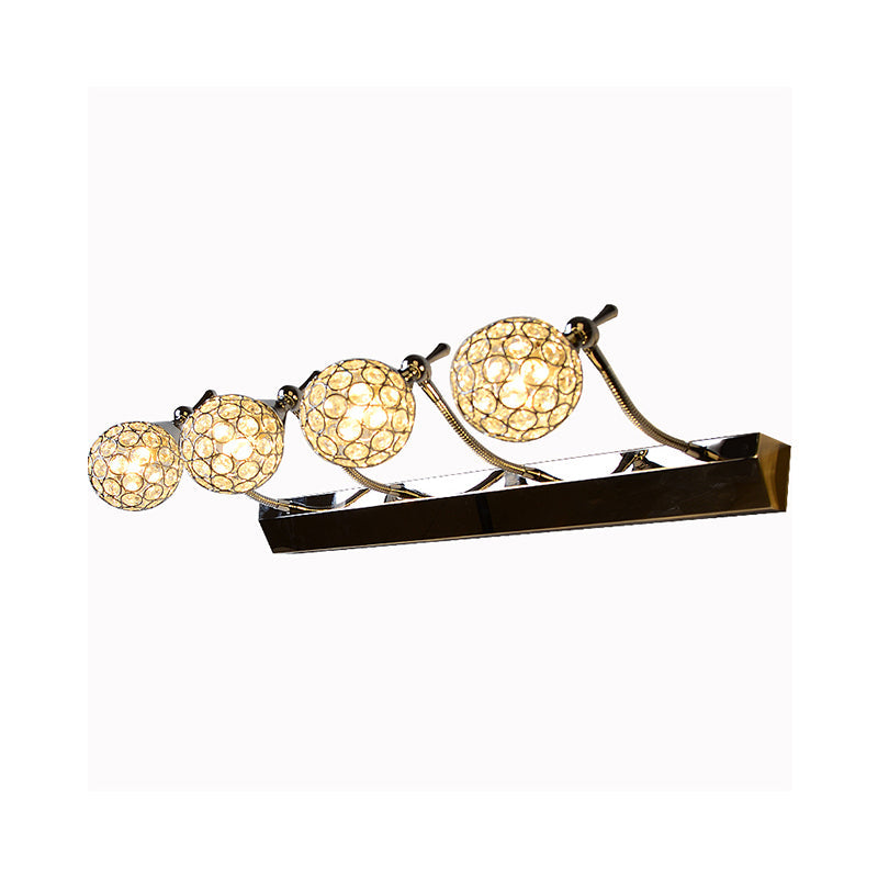 Lisslune | Orbit Wall Light Sconce Modernist Stylish Clear Crystal 3/4 Lights Black Surface Cosmetic Mirror Light, Warm/White Light