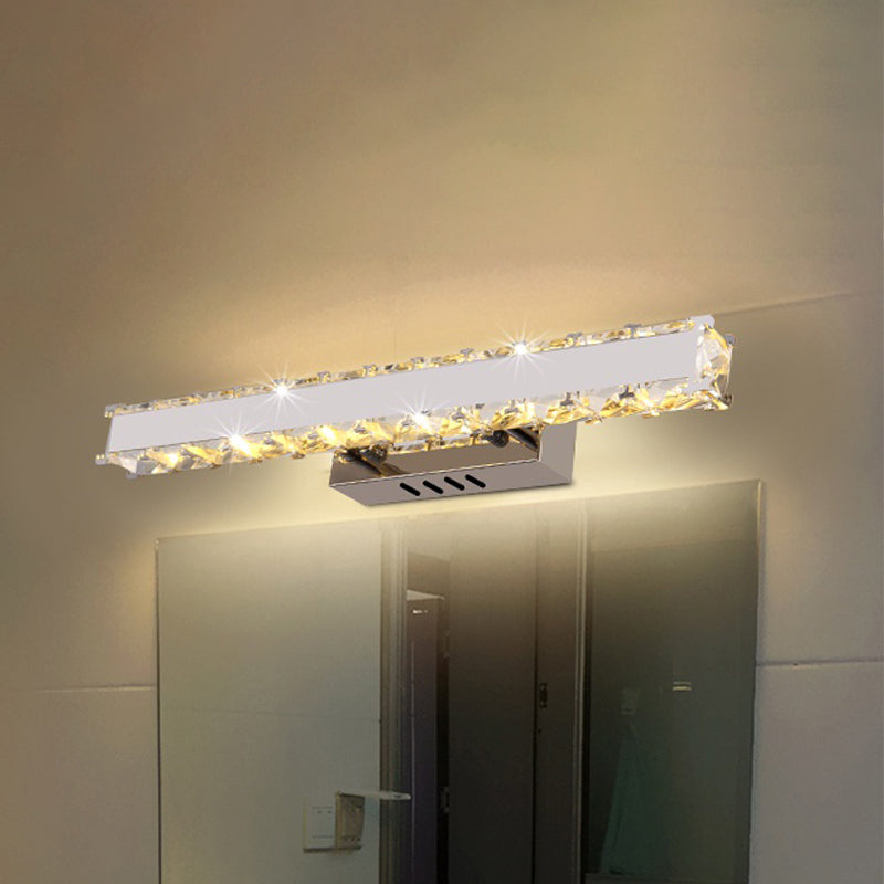 Lisslune | 11.5"/16.5" Width Rectangular Vanity Mirror Light Modern Style Clear Crystal LED White Wall Sconce for Bathroom