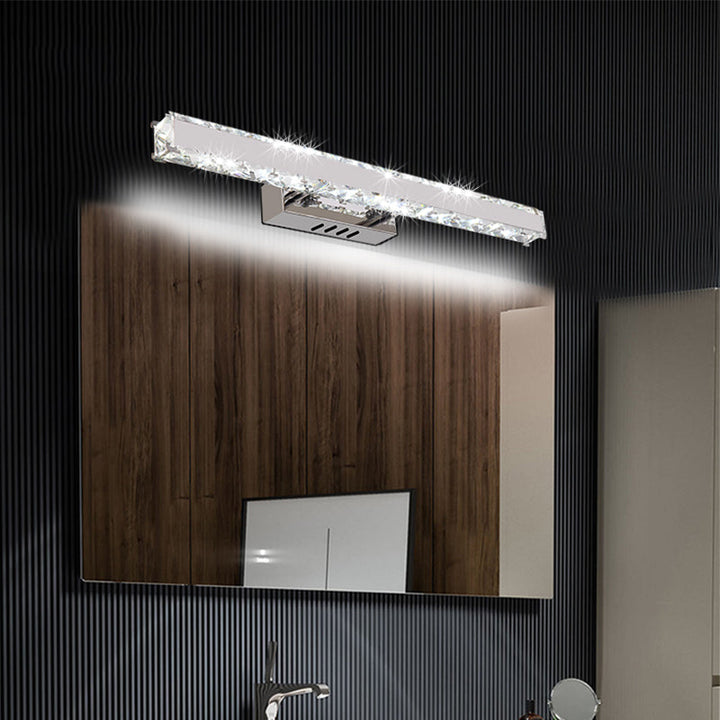 Lisslune | 11.5"/16.5" Width Rectangular Vanity Mirror Light Modern Style Clear Crystal LED White Wall Sconce for Bathroom
