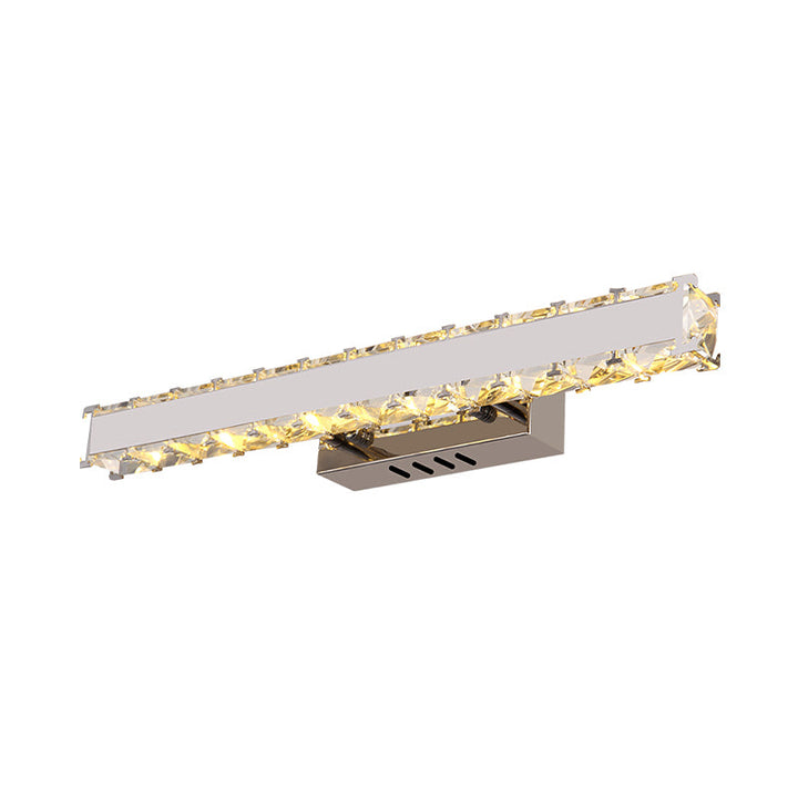 Lisslune | 11.5"/16.5" Width Rectangular Vanity Mirror Light Modern Style Clear Crystal LED White Wall Sconce for Bathroom
