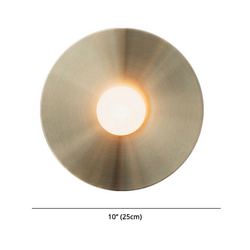 Skørter | Golden Disc Flush Wall Lamp Postmodern 1-Light Metal Wall Light with Ball White Glass Shades