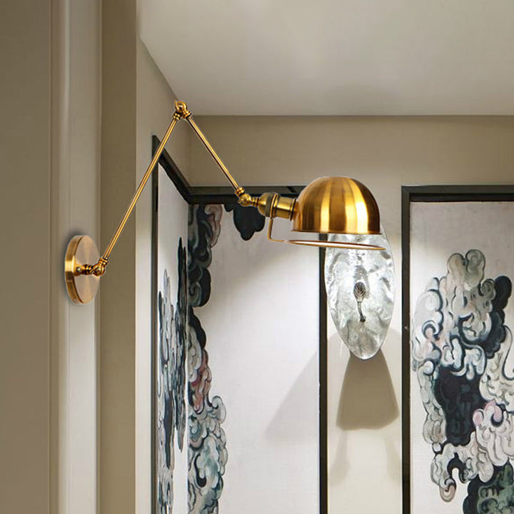 Lisslune | 1 Light Swing Arm Wall Lighting Vintage Style Brass/Copper Metal Wall Mount Light with Bowl Shade
