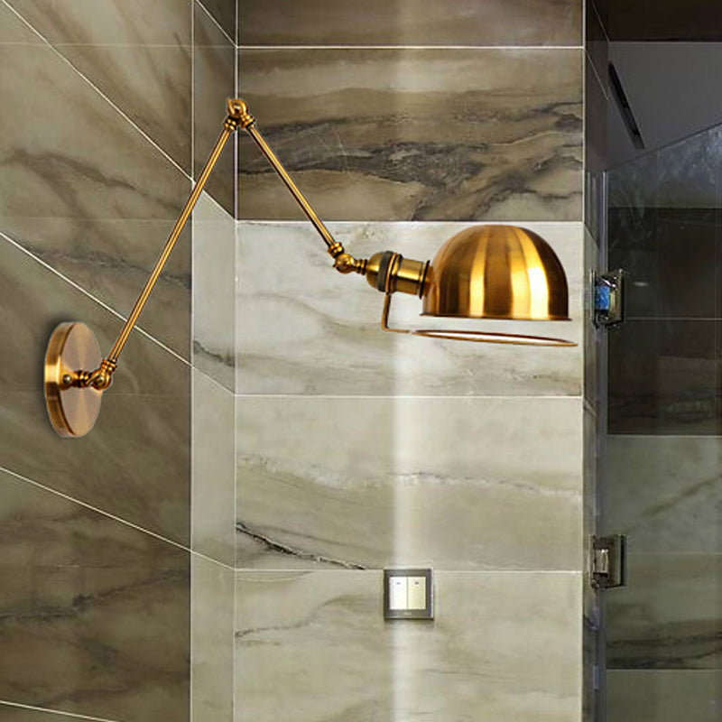 Lisslune | 1 Light Swing Arm Wall Lighting Vintage Style Brass/Copper Metal Wall Mount Light with Bowl Shade