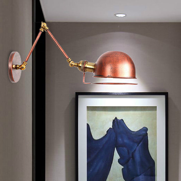 Lisslune | 1 Light Swing Arm Wall Lighting Vintage Style Brass/Copper Metal Wall Mount Light with Bowl Shade