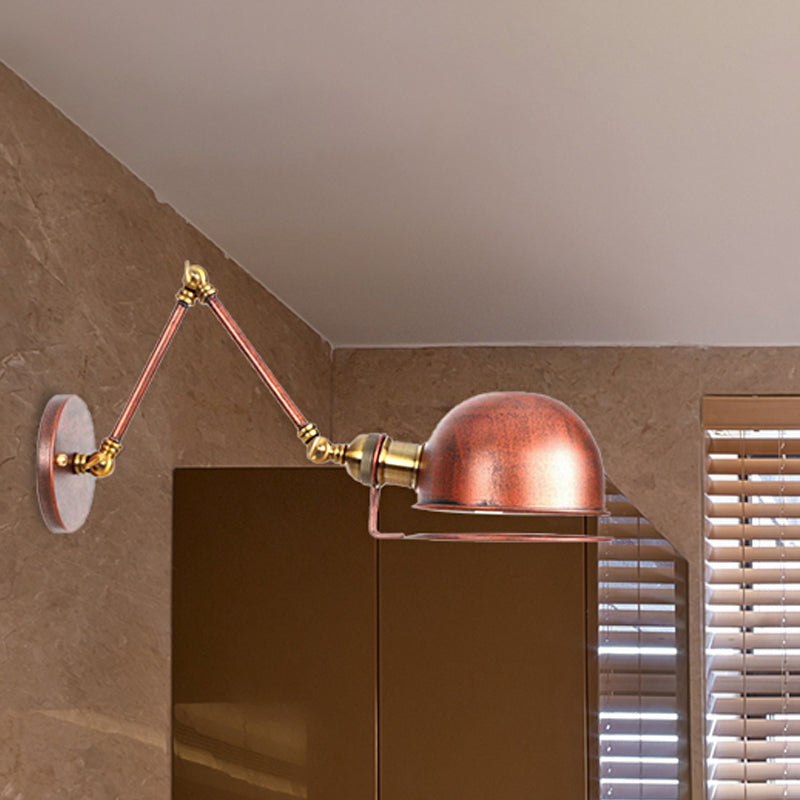 Lisslune | 1 Light Swing Arm Wall Lighting Vintage Style Brass/Copper Metal Wall Mount Light with Bowl Shade